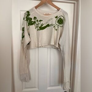 Free People LETS GROW TOGETHER Cropped Tee Shirt SZ  small